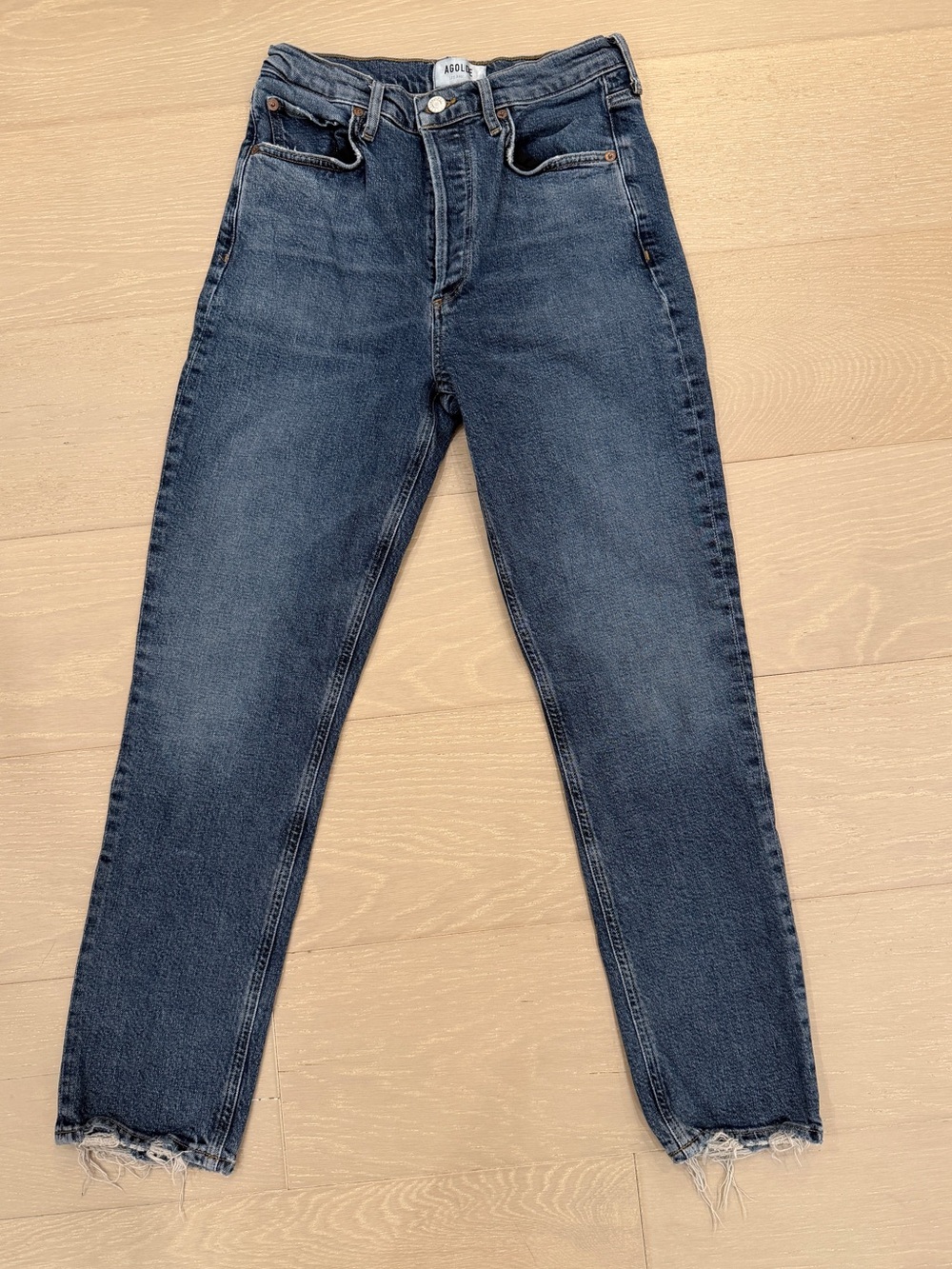 AGOLDE Riley Long Straight Blue Denim Jeans